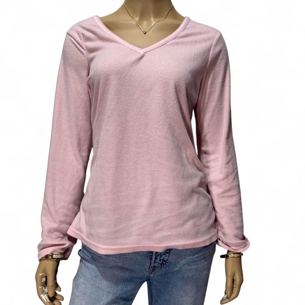 Goodnight Kiss Pink Plush Sleepwear Top Womens M Fleece Lounge Pajamas